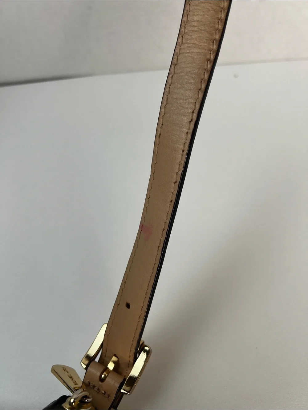 Michael Kors Black Pebbled Leather Shoulder Bag with Tan Trim
